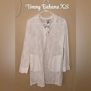 Tommy Bahama White Floral Eyelet Shirt